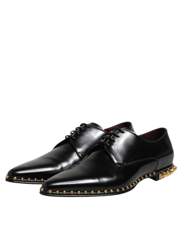 Schwarz Leder Nieten Derby Männer Kleid Schuhe