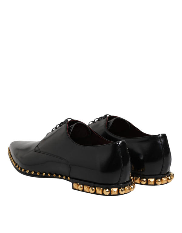 Schwarz Leder Nieten Derby Männer Kleid Schuhe