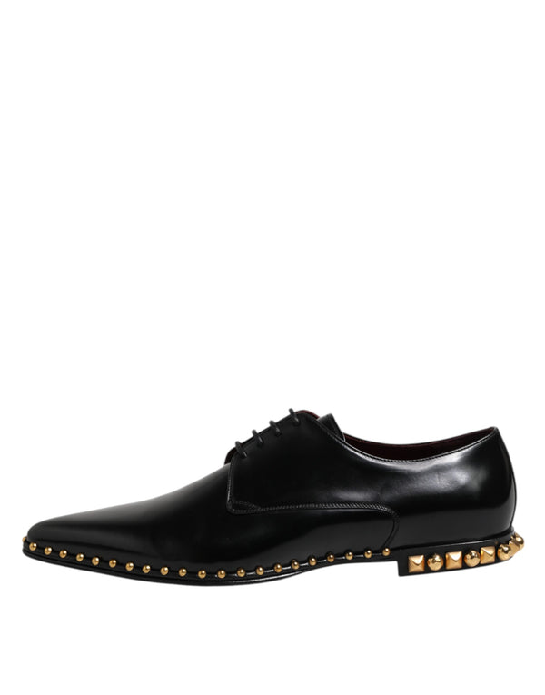 Schwarz Leder Nieten Derby Männer Kleid Schuhe