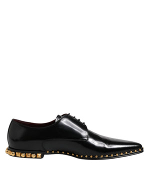 Schwarz Leder Nieten Derby Männer Kleid Schuhe