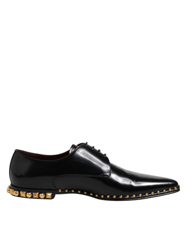 Schwarz Leder Nieten Derby Männer Kleid Schuhe