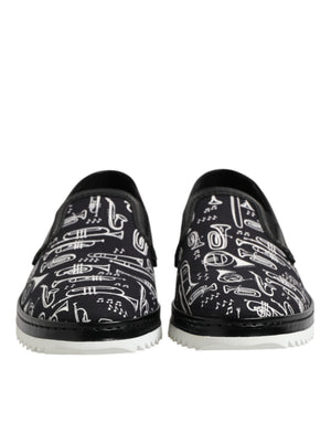 Schwarz Slip On Bedruckte Männer Loafers Schuhe