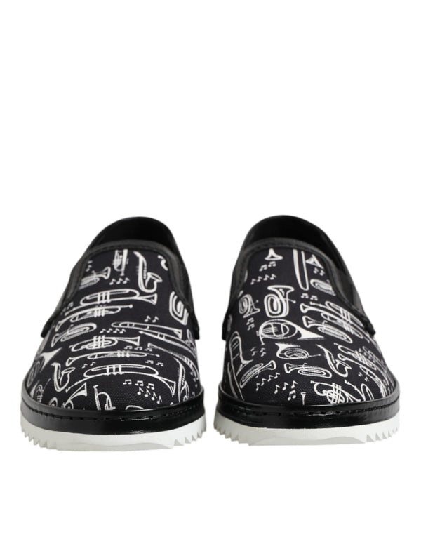 Schwarz Slip On Bedruckte Männer Loafers Schuhe