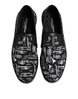 Schwarz Slip On Bedruckte Männer Loafers Schuhe
