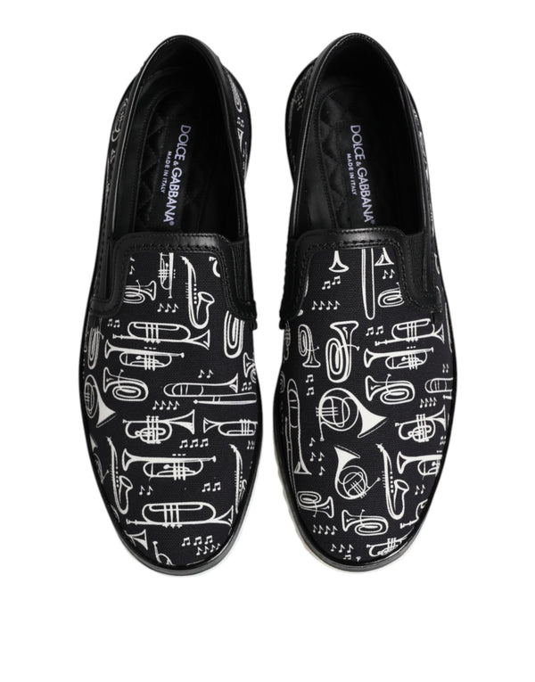Schwarz Slip On Bedruckte Männer Loafers Schuhe