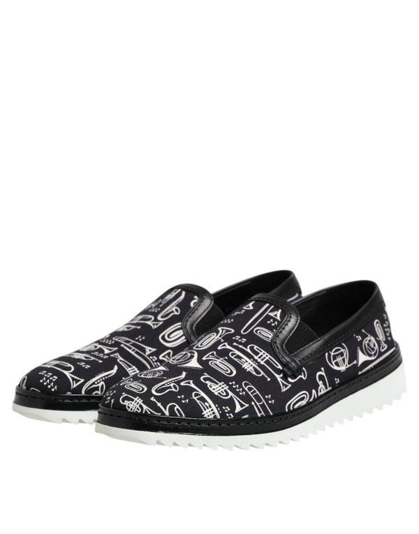 Schwarz Slip On Bedruckte Männer Loafers Schuhe
