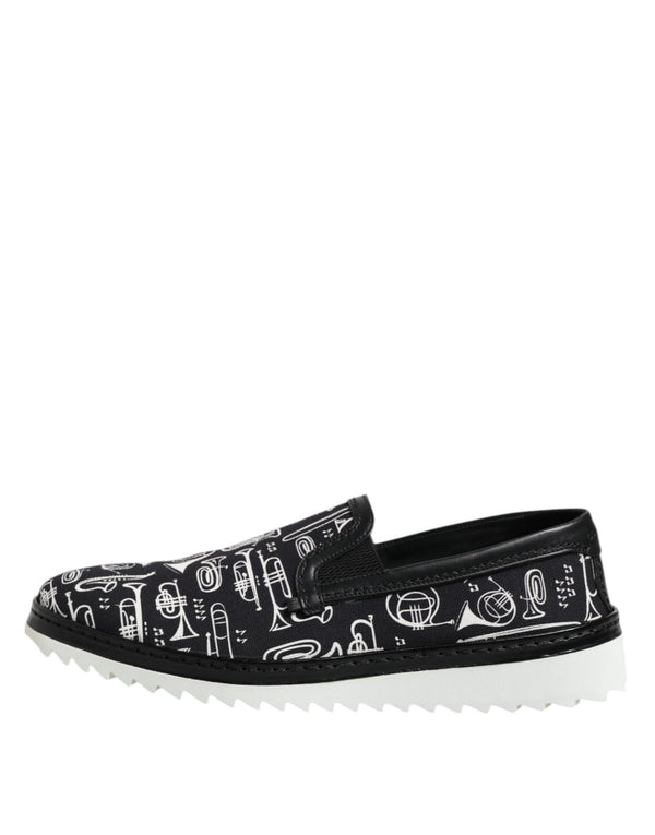 Schwarz Slip On Bedruckte Männer Loafers Schuhe