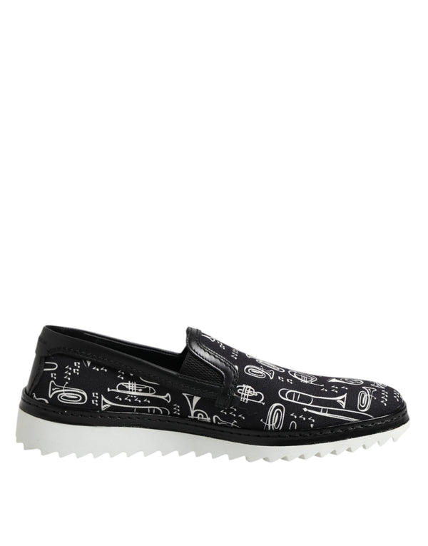 Schwarz Slip On Bedruckte Männer Loafers Schuhe