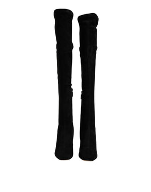 Schwarze kniehohe Stiefel aus Wildleder Schuhe