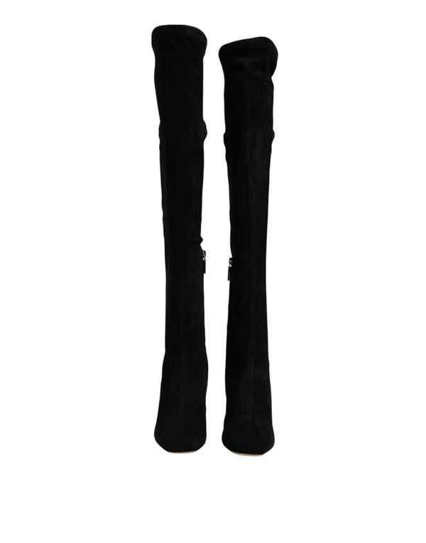 Schwarze kniehohe Stiefel aus Wildleder Schuhe