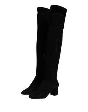 Schwarze kniehohe Stiefel aus Wildleder Schuhe