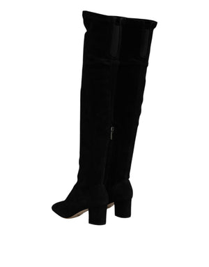 Schwarze kniehohe Stiefel aus Wildleder Schuhe