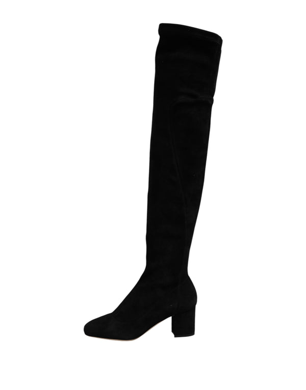 Schwarze kniehohe Stiefel aus Wildleder Schuhe