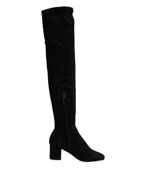 Schwarze kniehohe Stiefel aus Wildleder Schuhe