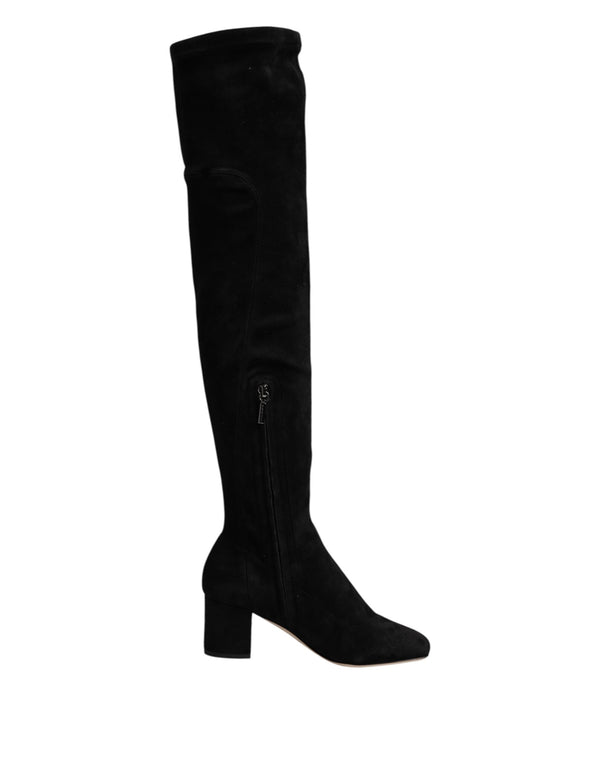 Schwarze kniehohe Stiefel aus Wildleder Schuhe