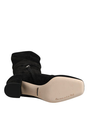 Schwarze kniehohe Stiefel aus Wildleder Schuhe