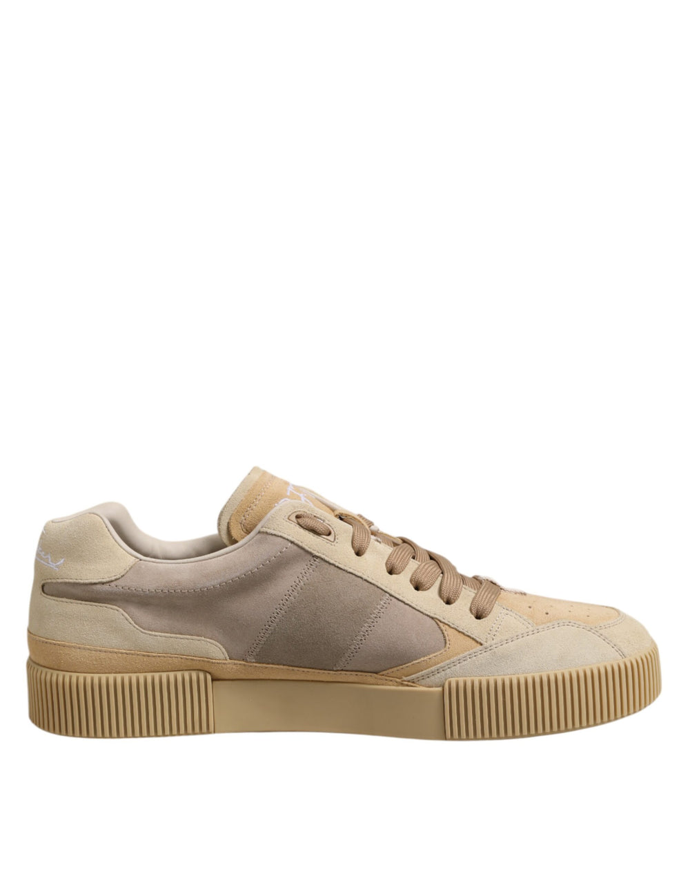 Beige Leder Low Top Lace Up Sneakers Schuhe