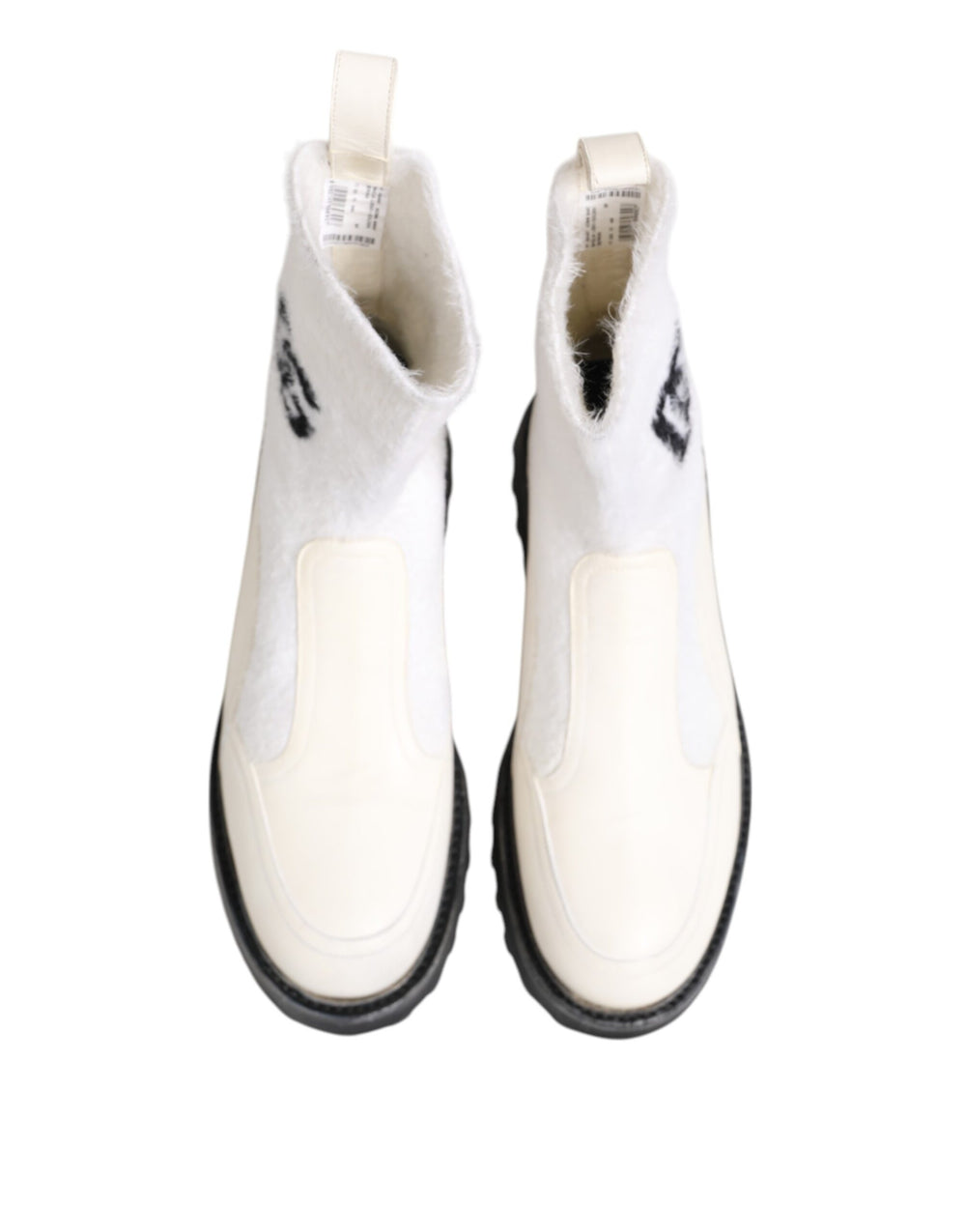 Weiß Beige DG Logo Mid Calf Stiefel Schuhe