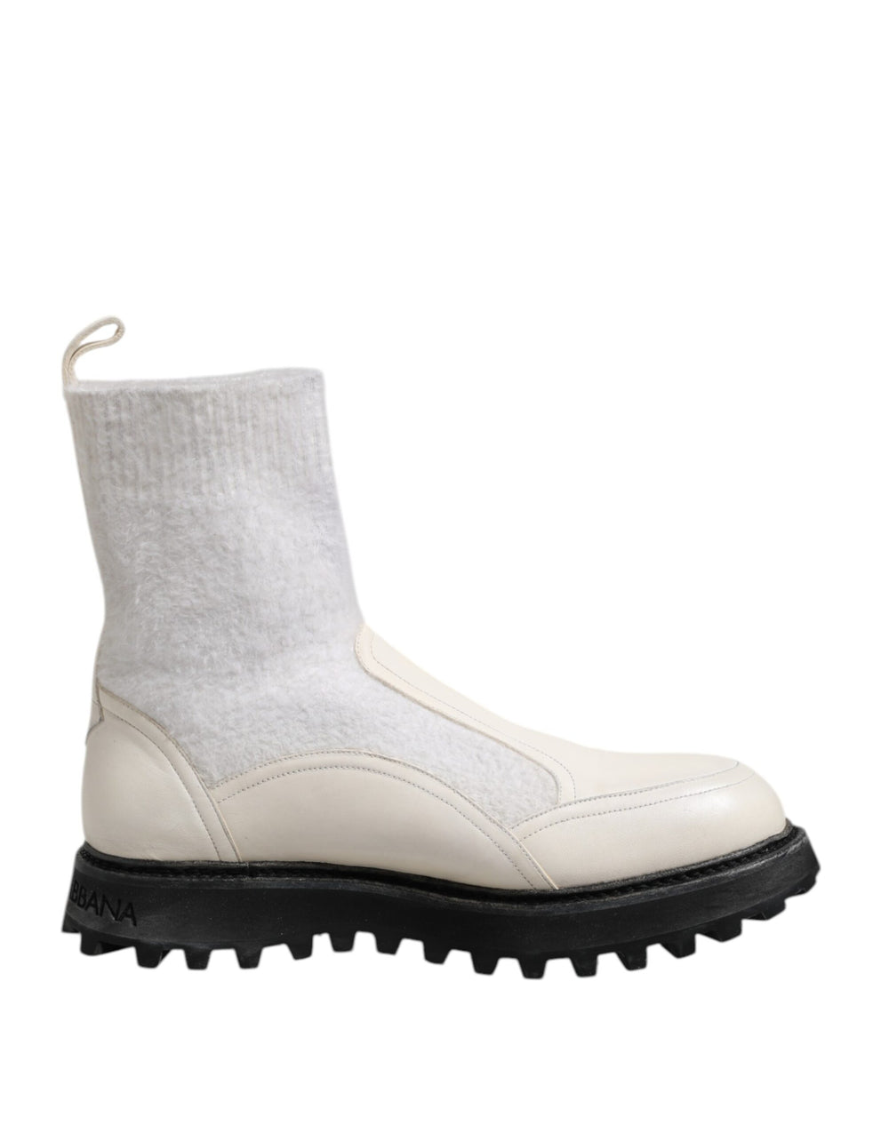 Weiß Beige DG Logo Mid Calf Stiefel Schuhe