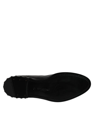 Schwarze Leder Logo-Stiefeletten Nietenschuhe