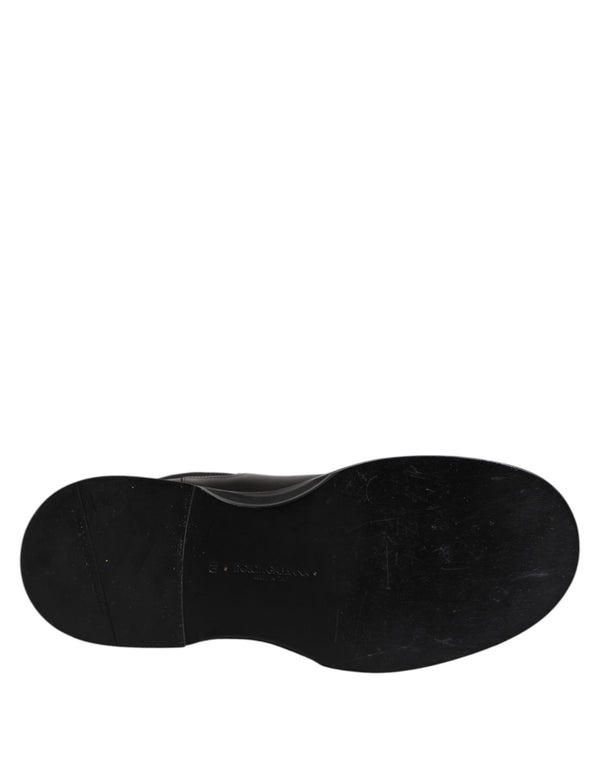 Schwarz Leder Mid Calf Stiefel Flats Schuhe