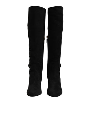 Schwarze kniehohe Stiefel aus Wildleder Schuhe