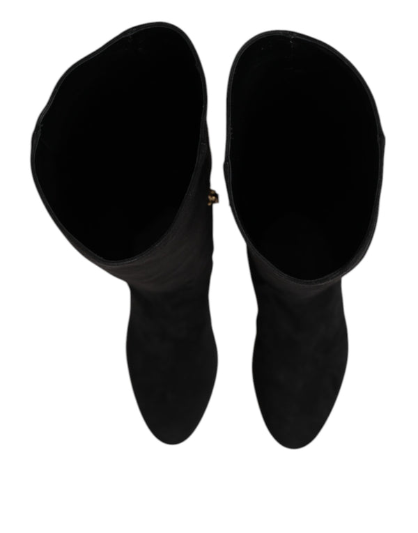 Schwarze kniehohe Stiefel aus Wildleder Schuhe