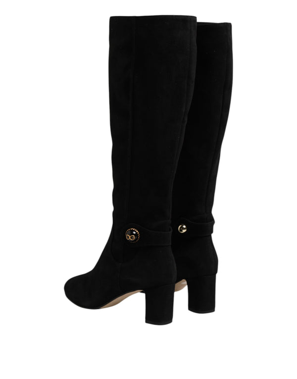 Schwarze kniehohe Stiefel aus Wildleder Schuhe