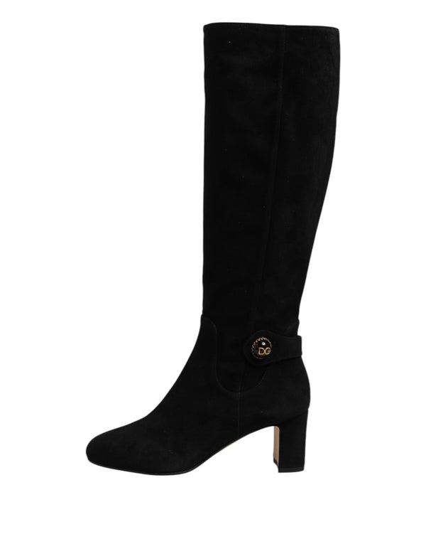 Schwarze kniehohe Stiefel aus Wildleder Schuhe