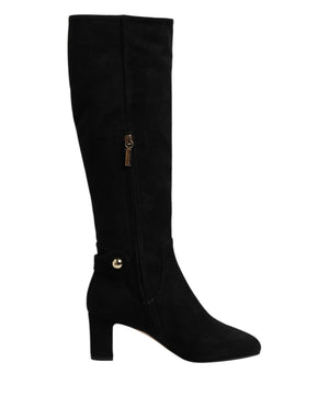 Schwarze kniehohe Stiefel aus Wildleder Schuhe