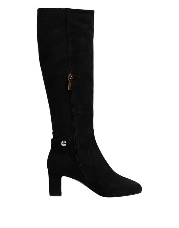 Schwarze kniehohe Stiefel aus Wildleder Schuhe