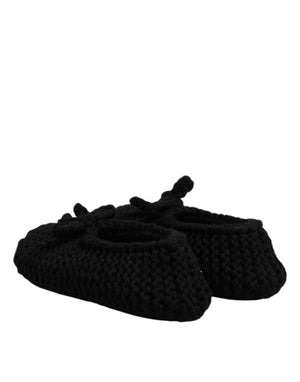 Schwarz Wolle Slip On Flats Ballerina Schuhe