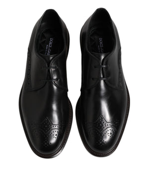 Schwarzes Leder Derby Wingtip Formelle Schuhe