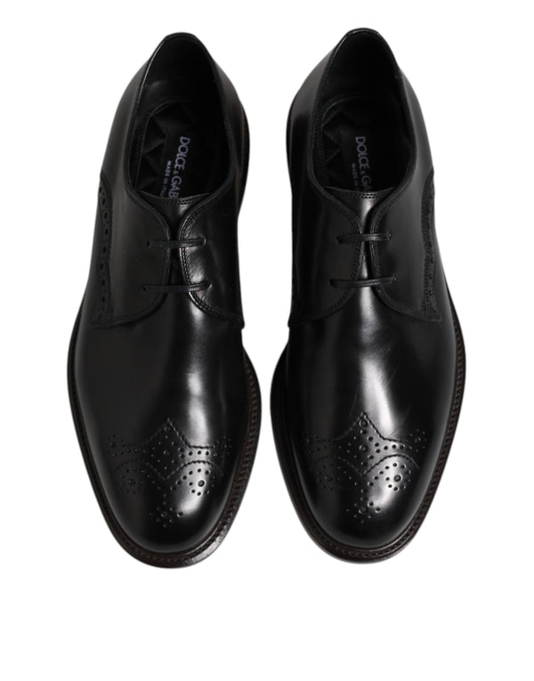 Schwarzes Leder Derby Wingtip Formelle Schuhe