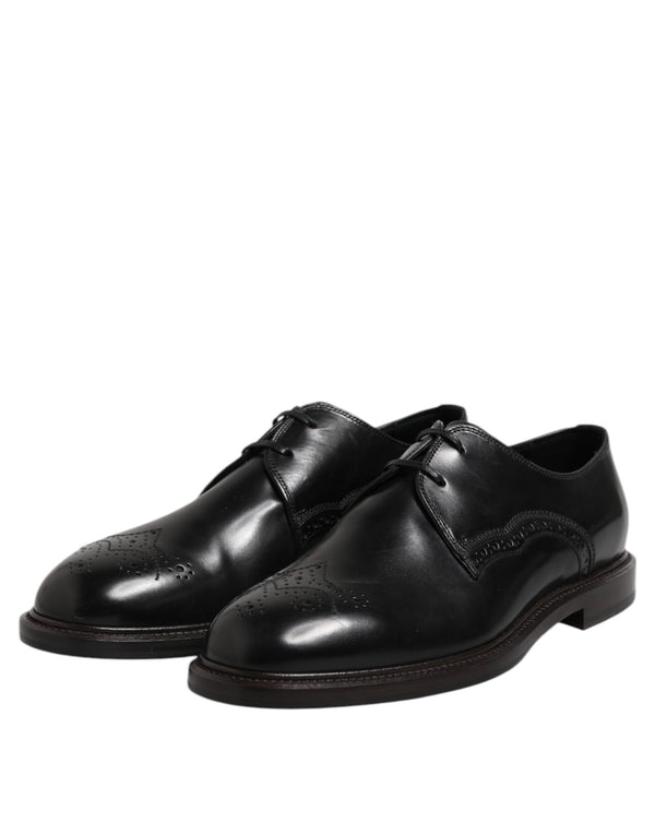 Schwarzes Leder Derby Wingtip Formelle Schuhe