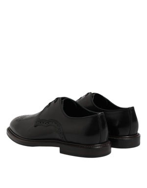 Schwarzes Leder Derby Wingtip Formelle Schuhe