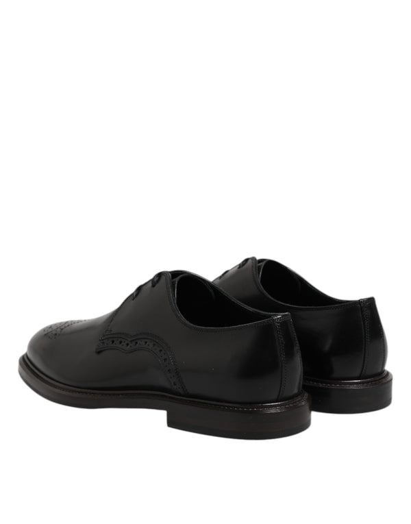 Schwarzes Leder Derby Wingtip Formelle Schuhe