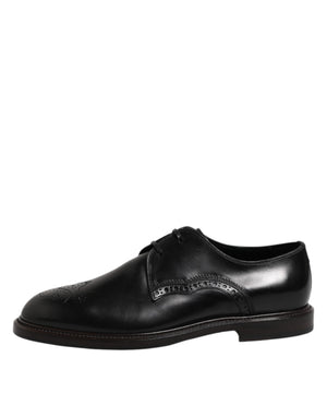 Schwarzes Leder Derby Wingtip Formelle Schuhe