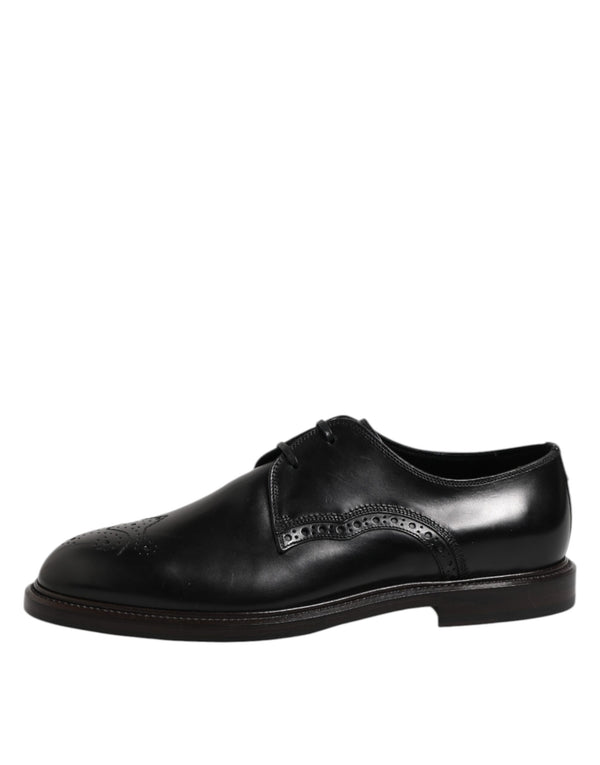 Schwarzes Leder Derby Wingtip Formelle Schuhe