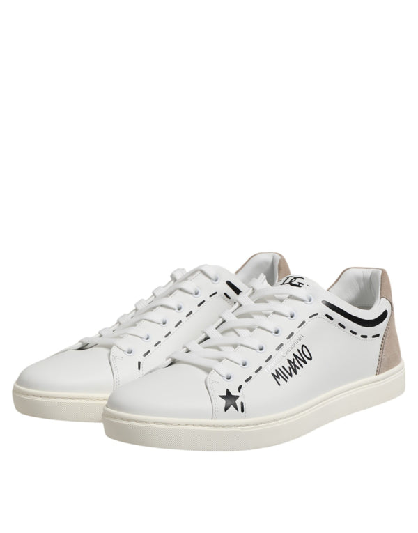 Weiß Leder MILANO Low Top Turnschuhe Schuhe