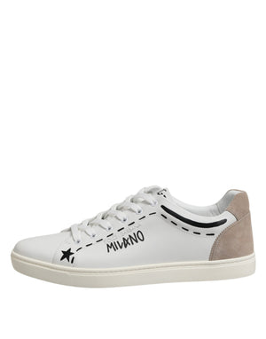 Weiß Leder MILANO Low Top Turnschuhe Schuhe