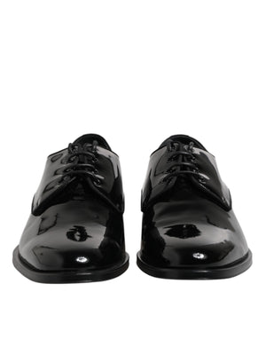 Schwarze Lackleder Derby-Schuhe für formelle Anlässe