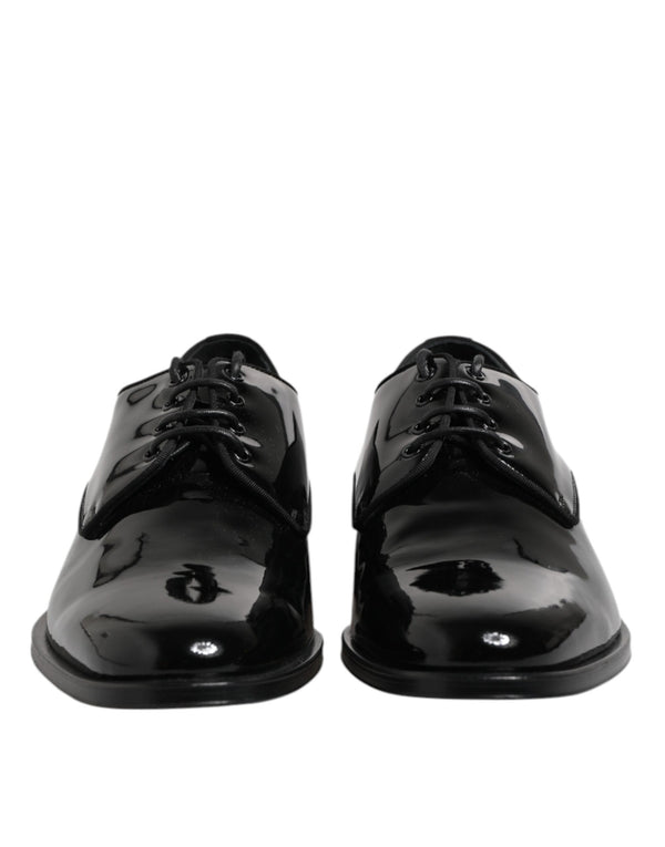 Schwarze Lackleder Derby-Schuhe für formelle Anlässe