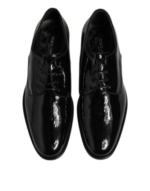 Schwarze Lackleder Derby-Schuhe für formelle Anlässe