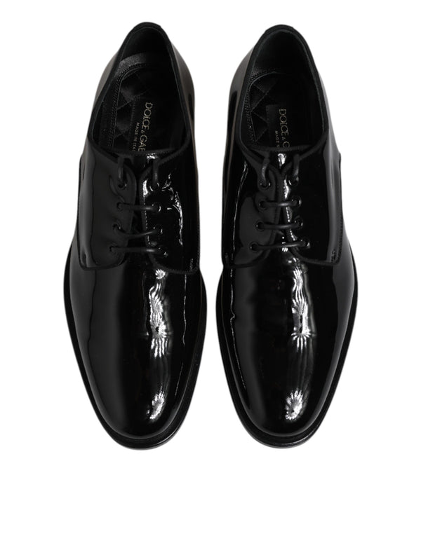 Schwarze Lackleder Derby-Schuhe für formelle Anlässe