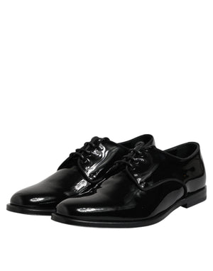 Schwarze Lackleder Derby-Schuhe für formelle Anlässe