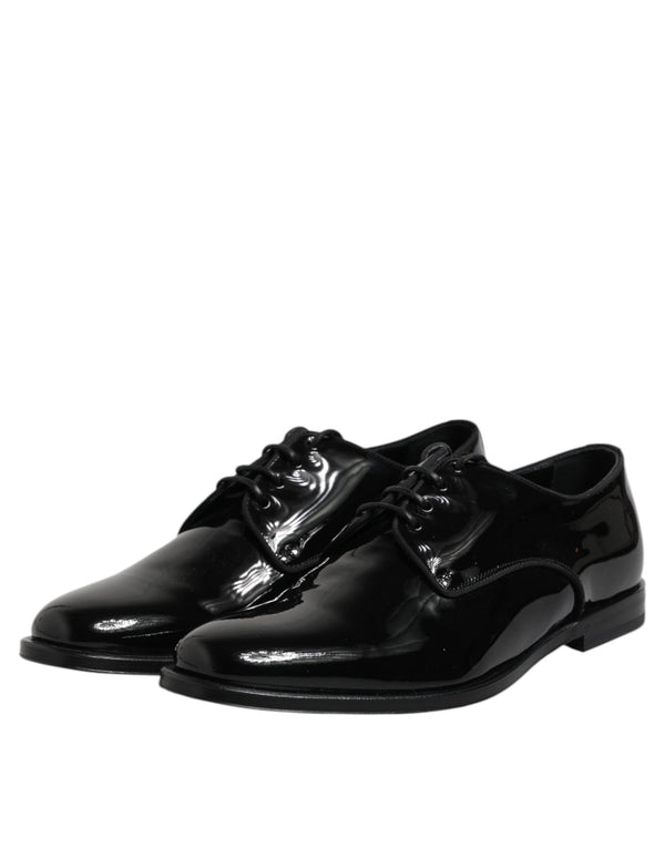 Schwarze Lackleder Derby-Schuhe für formelle Anlässe