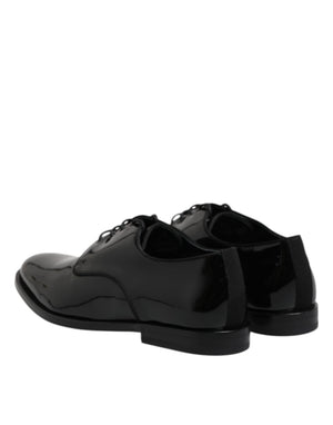 Schwarze Lackleder Derby-Schuhe für formelle Anlässe