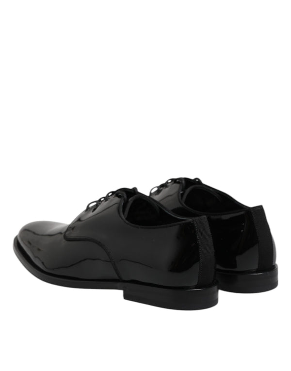 Schwarze Lackleder Derby-Schuhe für formelle Anlässe