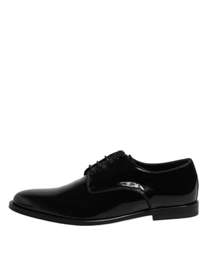 Schwarze Lackleder Derby-Schuhe für formelle Anlässe